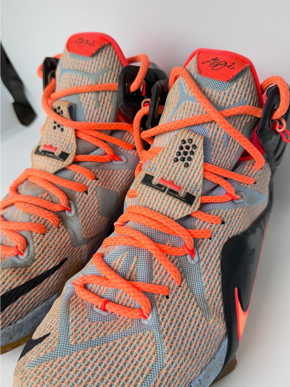 Nike Lebrom 12 grey Orange black gum sole basketball size 9 - Picture 5 of 6